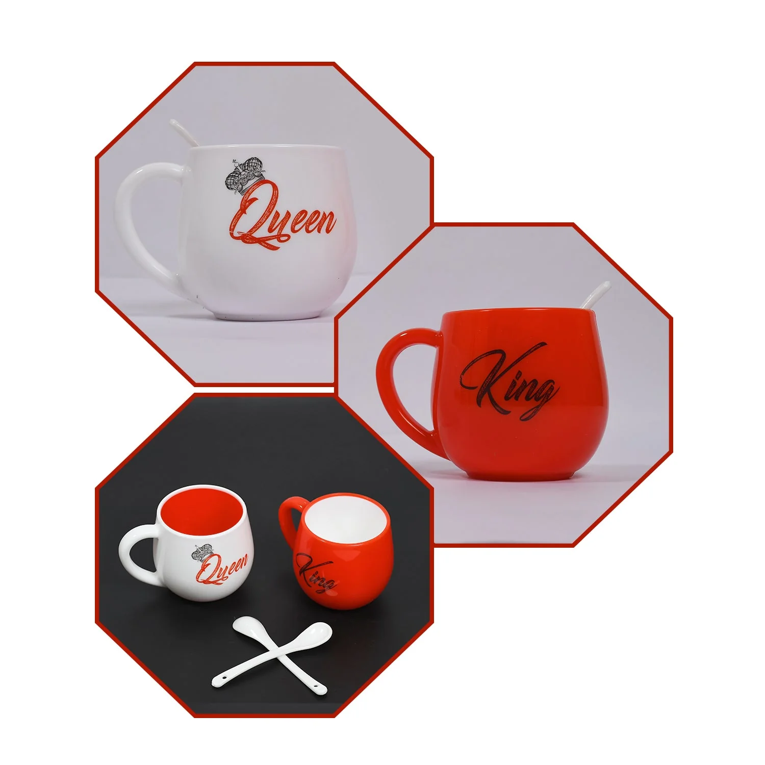 Couple Coffee Mug – King & Queen Printed Plastic Set 300ml | Indo Glow - Image 4