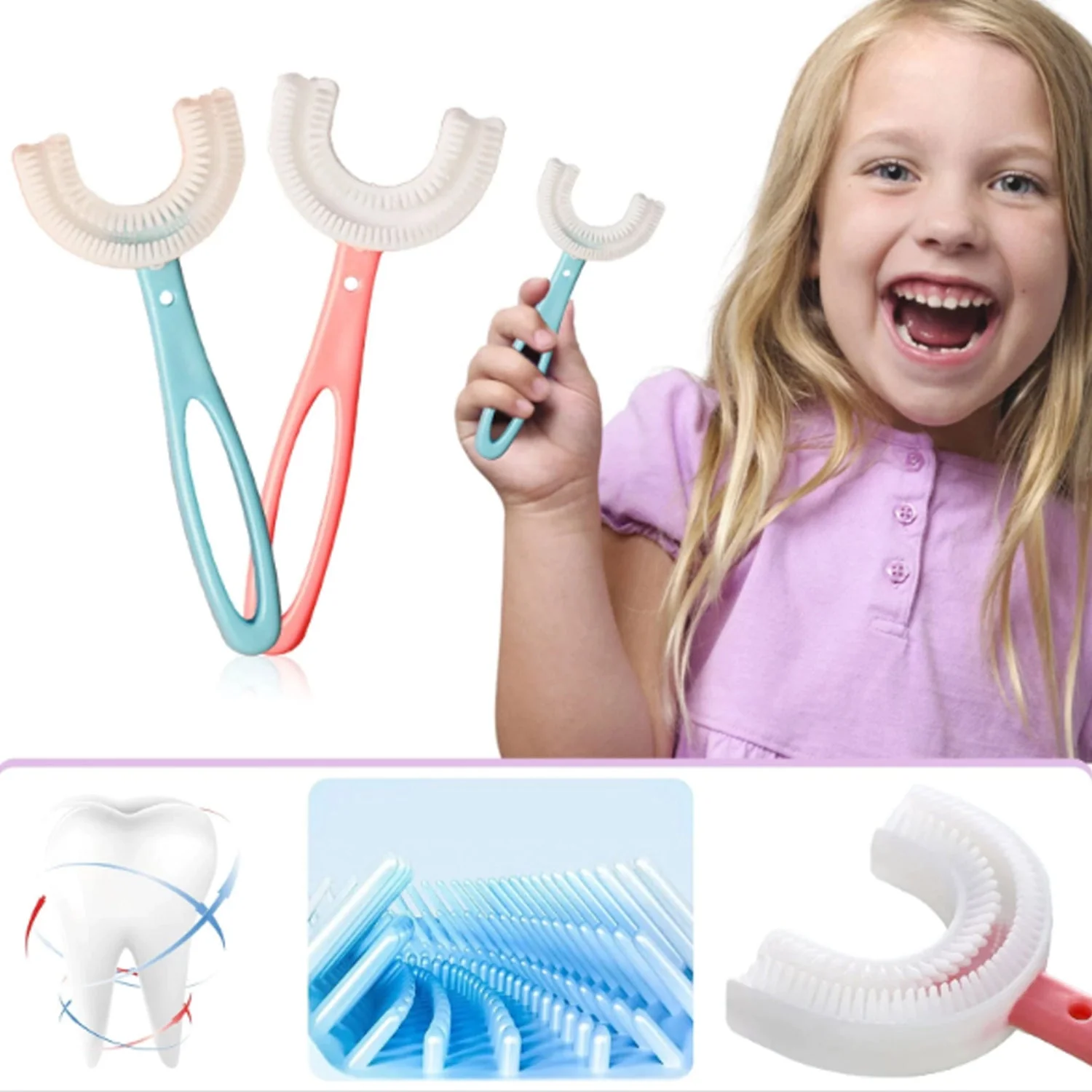 Kids U-Shaped Toothbrush – Gentle Cleaning for Toddlers | Mini Bubbles - Image 4