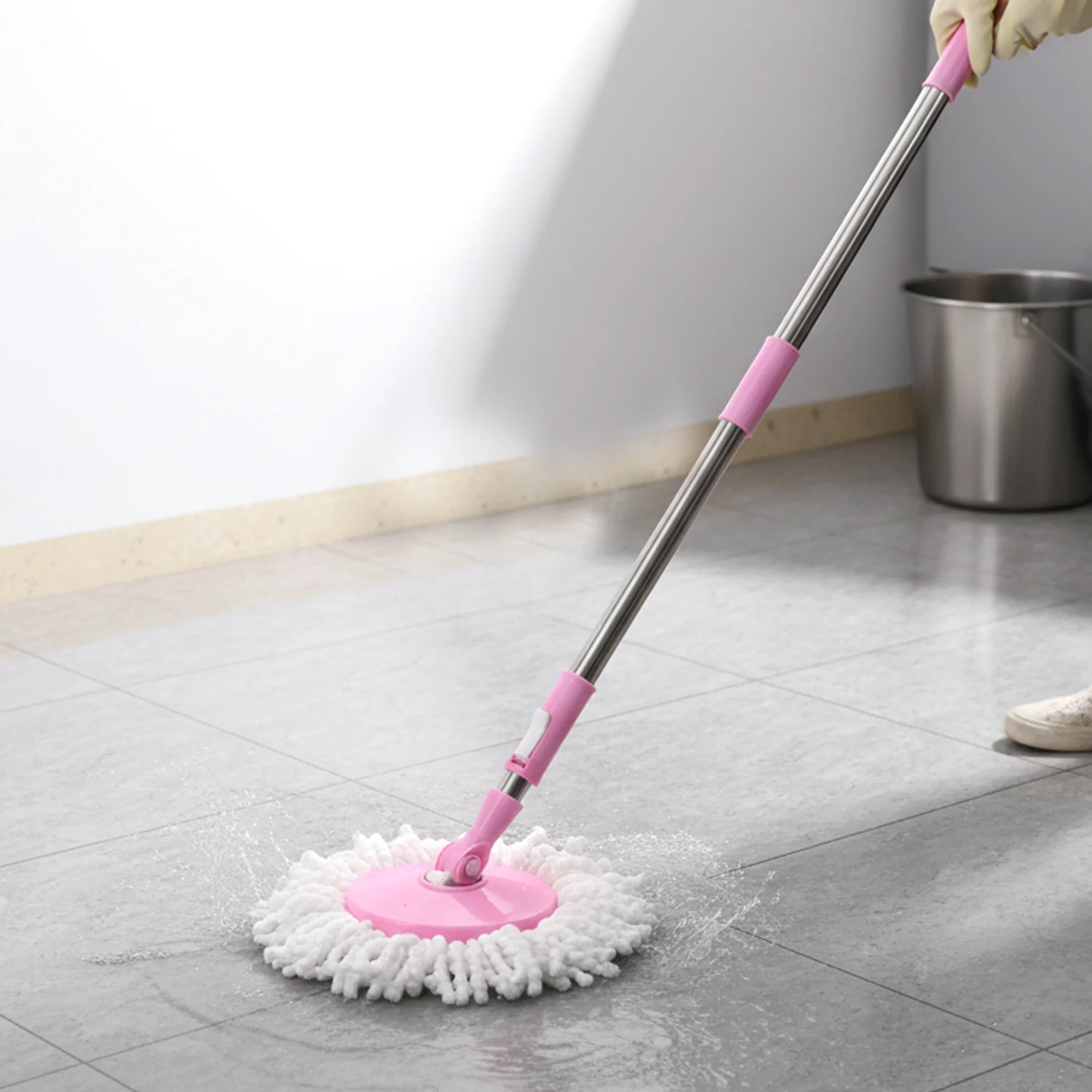 Quick Spin Mop – Easy Wheel Steel Bucket | Velvet Wipe - Image 8