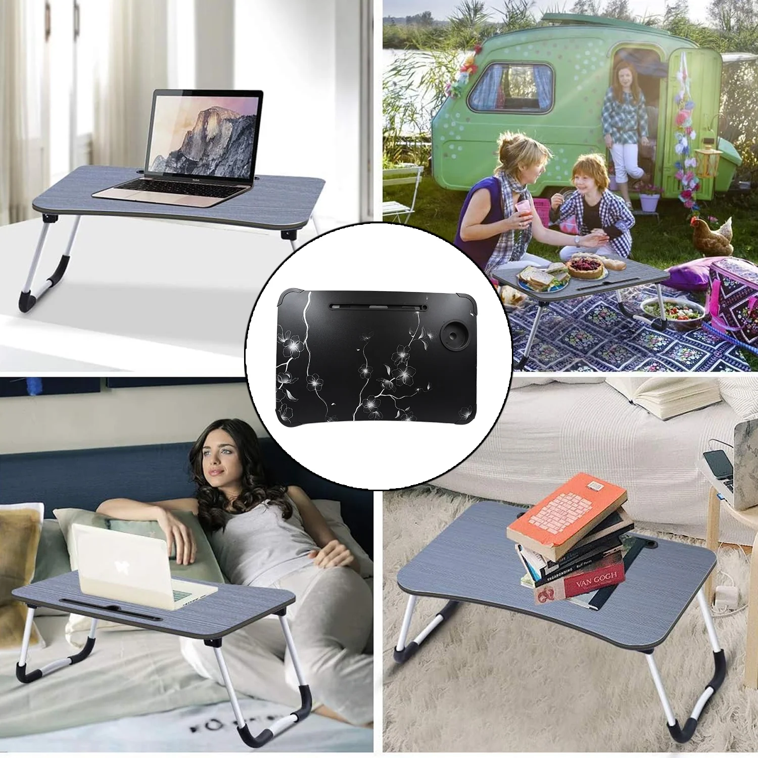 Foldable Laptop Table – Portable Bed Desk with Cup Holder | Deskrova - Image 4