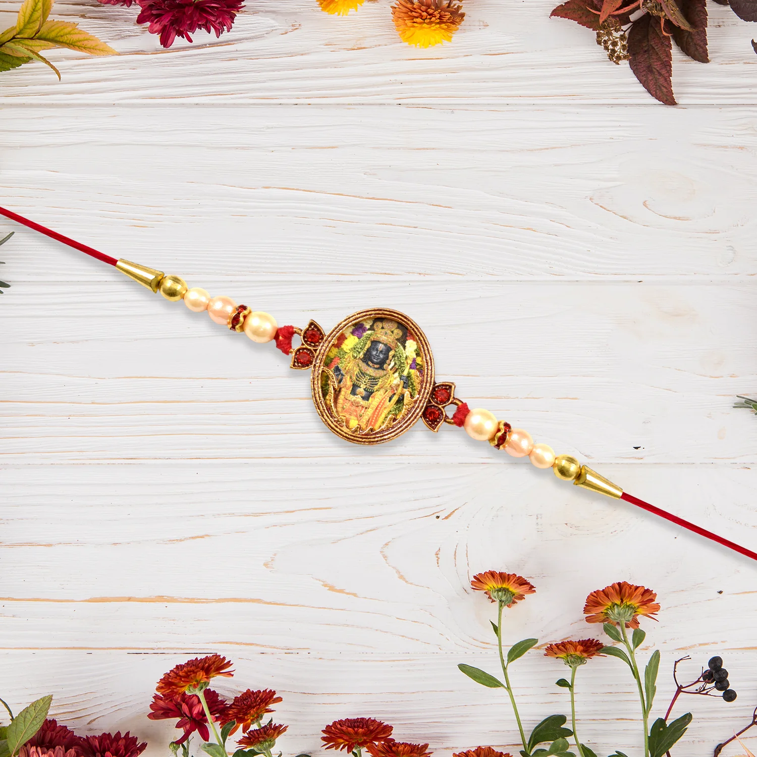Golden Rakhi Combo for Brother – 5 Assorted Designs with Surprise - Image 5