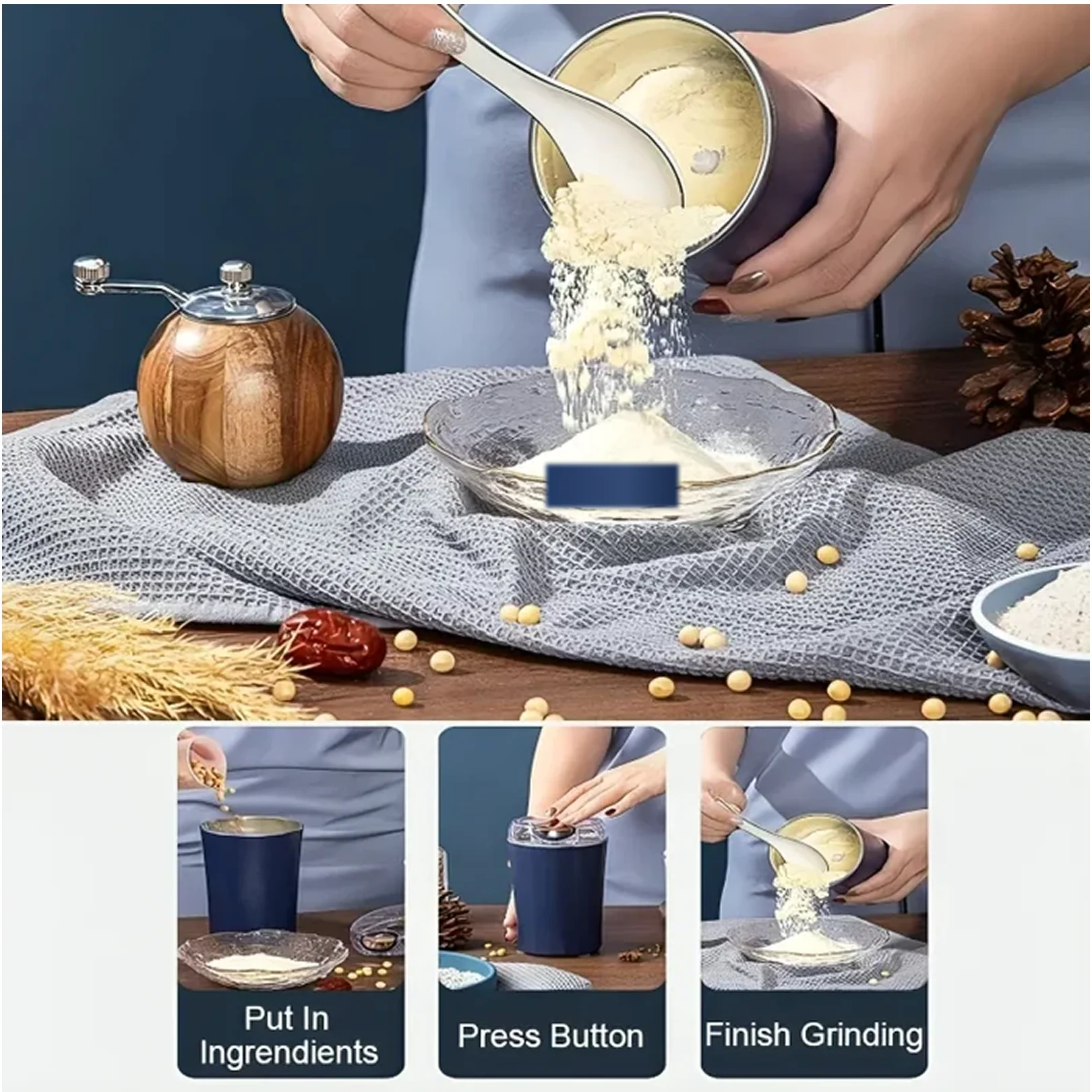 Coffee Grinder Blender – Portable 4-Blade Mini Mixer | Dabster - Image 4
