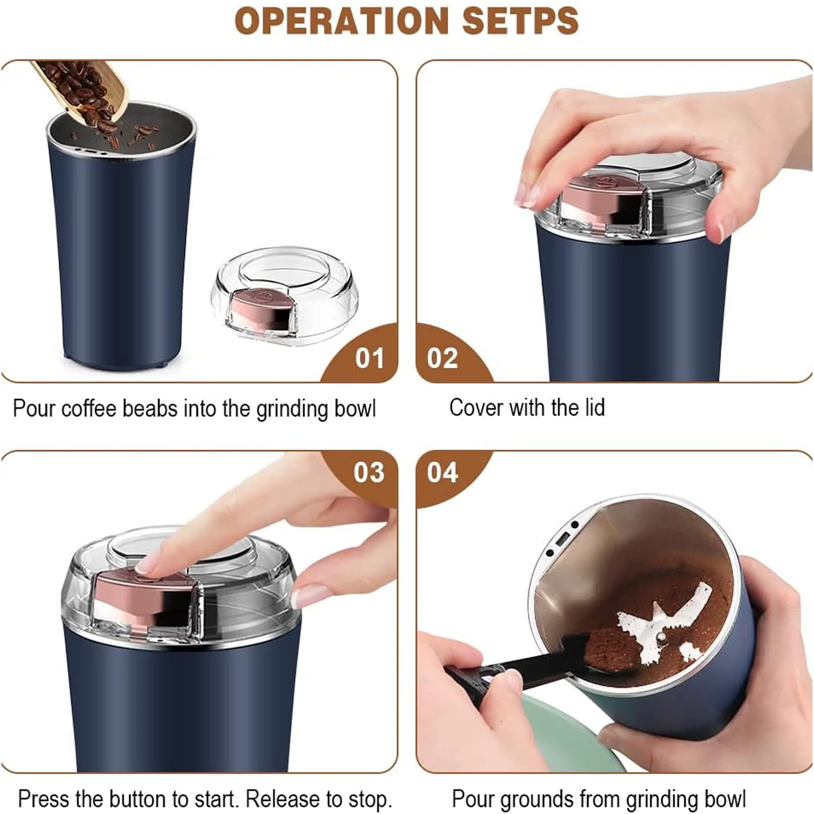Coffee Grinder Blender – Portable 4-Blade Mini Mixer | Dabster - Image 5