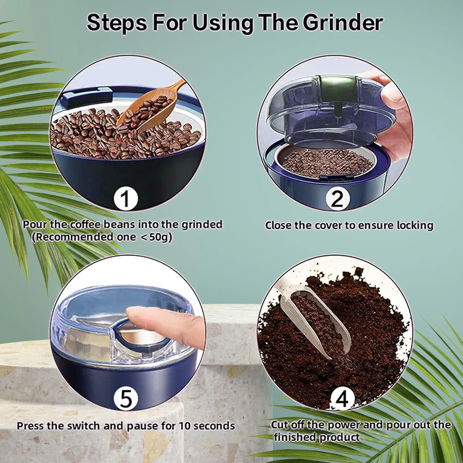 Coffee Grinder Blender – Portable 4-Blade Mini Mixer | Dabster - Image 9