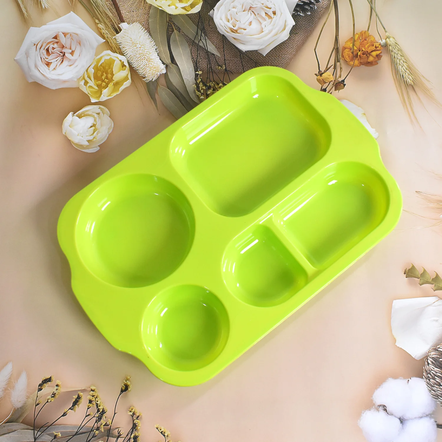 5-Compartment Food Plates – Unbreakable & Multicolor Set | Jiaqi - Image 7