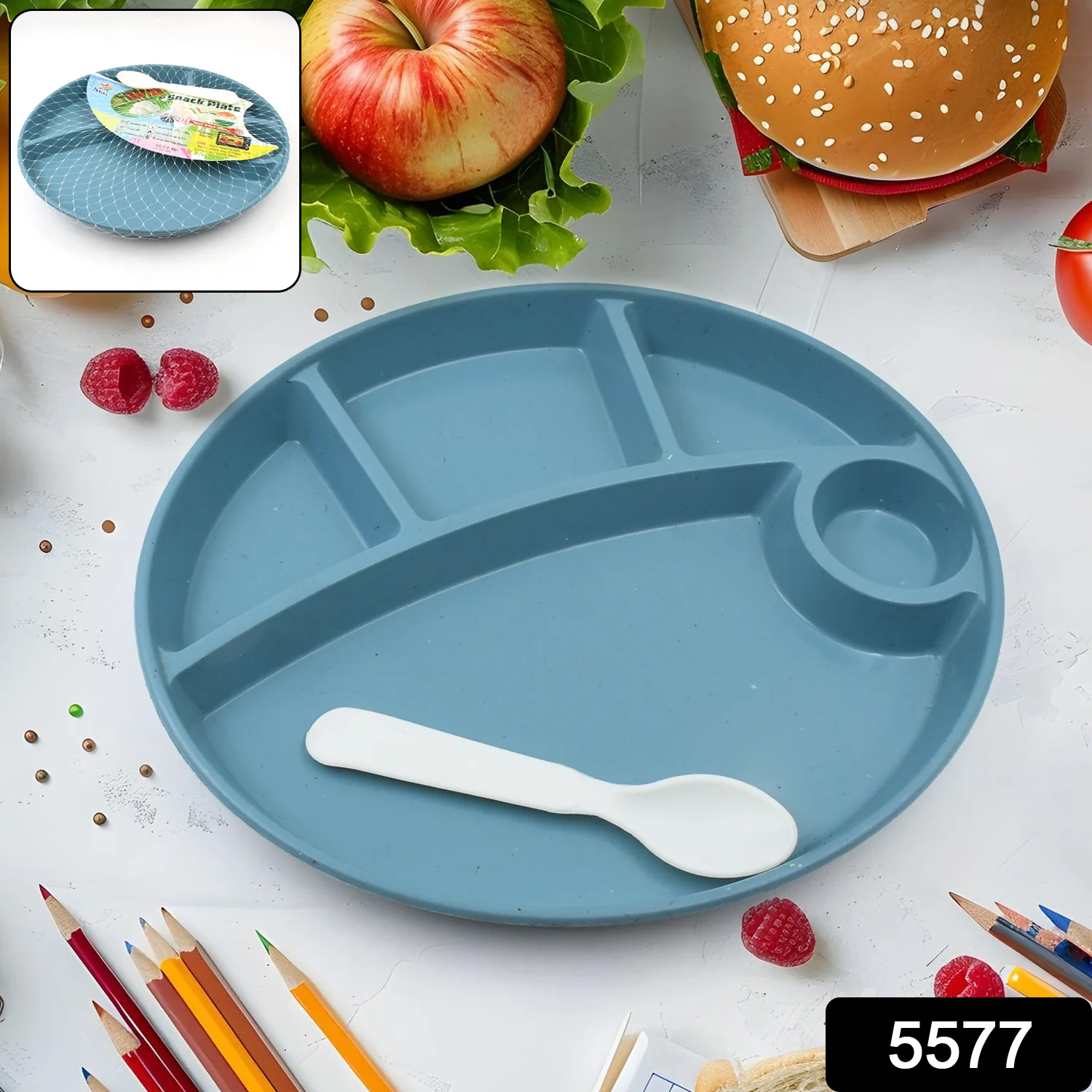 Biodegradable Kids Plate – 5-Compartment, BPA-Free | Jiaqi - Image 2