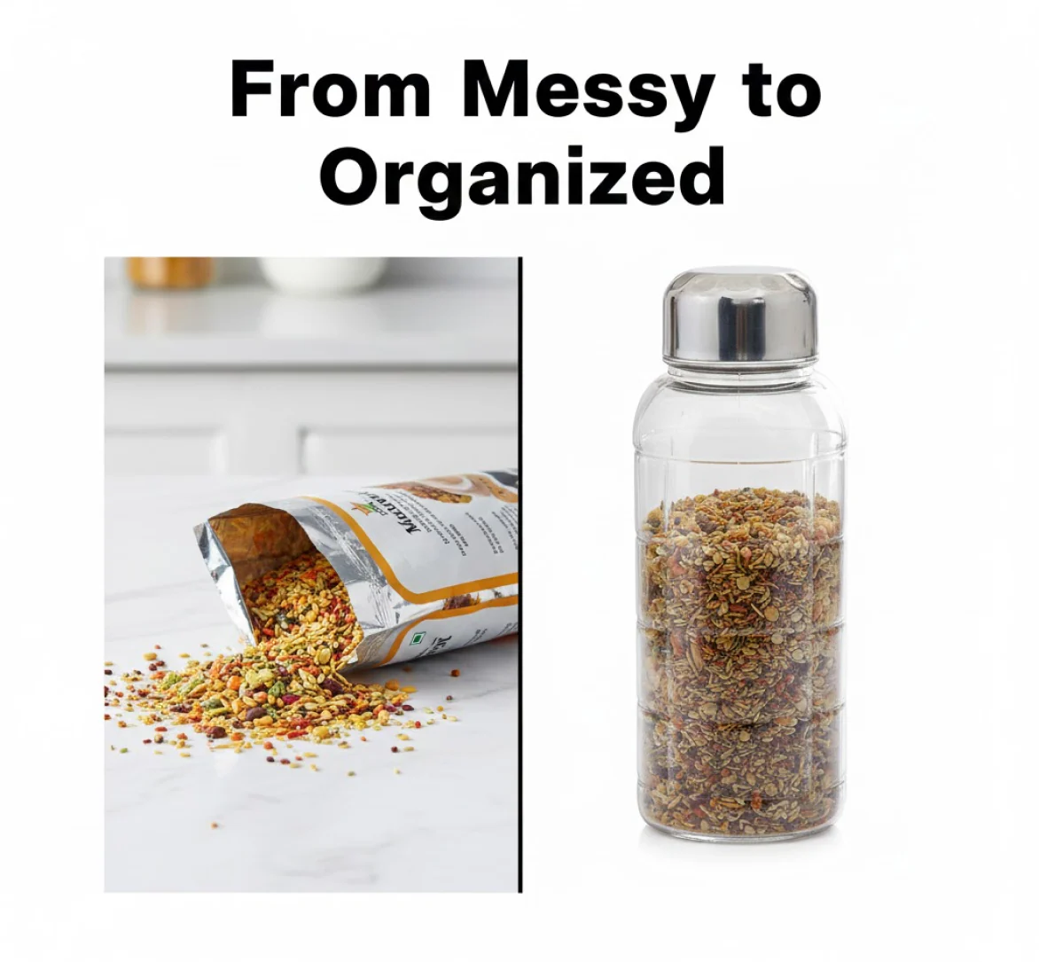 Mukhwas Bottle – Transparent Plastic with Steel Cap | Velvet Wheels - Image 6