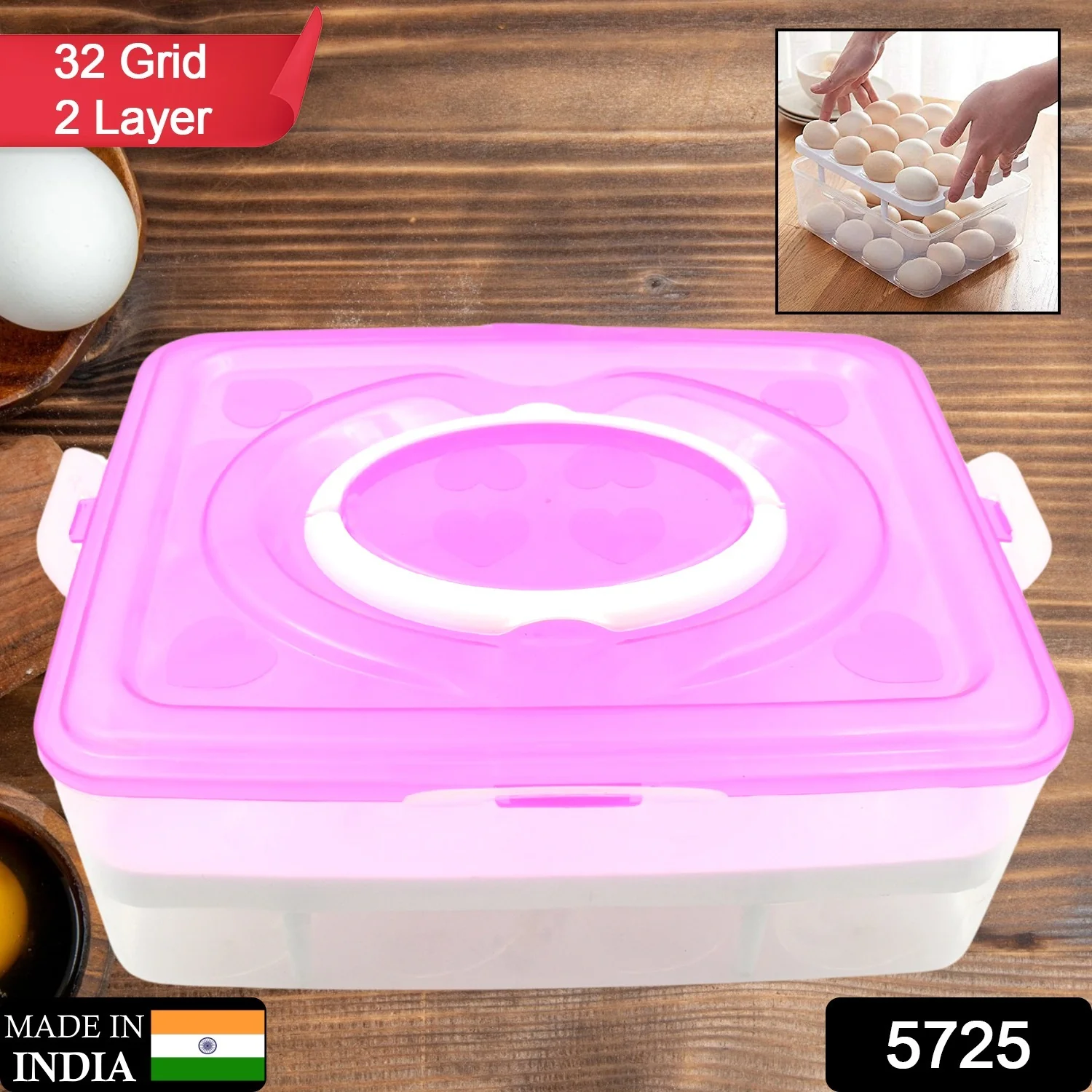 32-Grid Egg Tray with Lid & Handle – 2-Layer Egg Storage | Organivo - Image 2