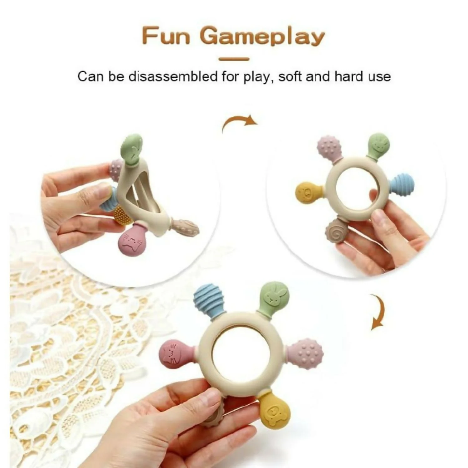 Baby Hand Teether – Multi-Color Gum Relief & Sensory Stimulator - Image 4