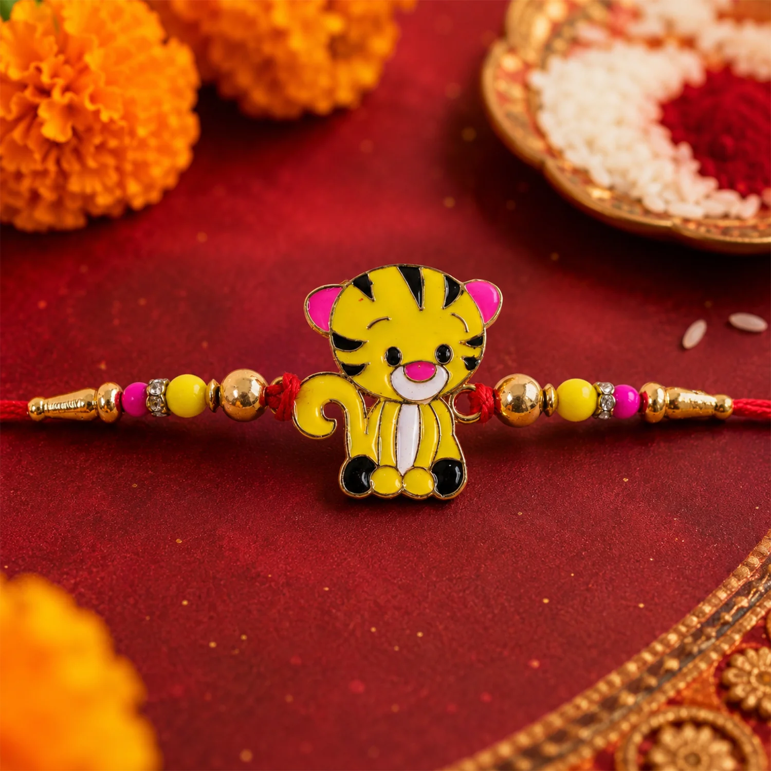 Tiger Cartoon Rakhi for Kids, Cute & Protective Thread - Image 3