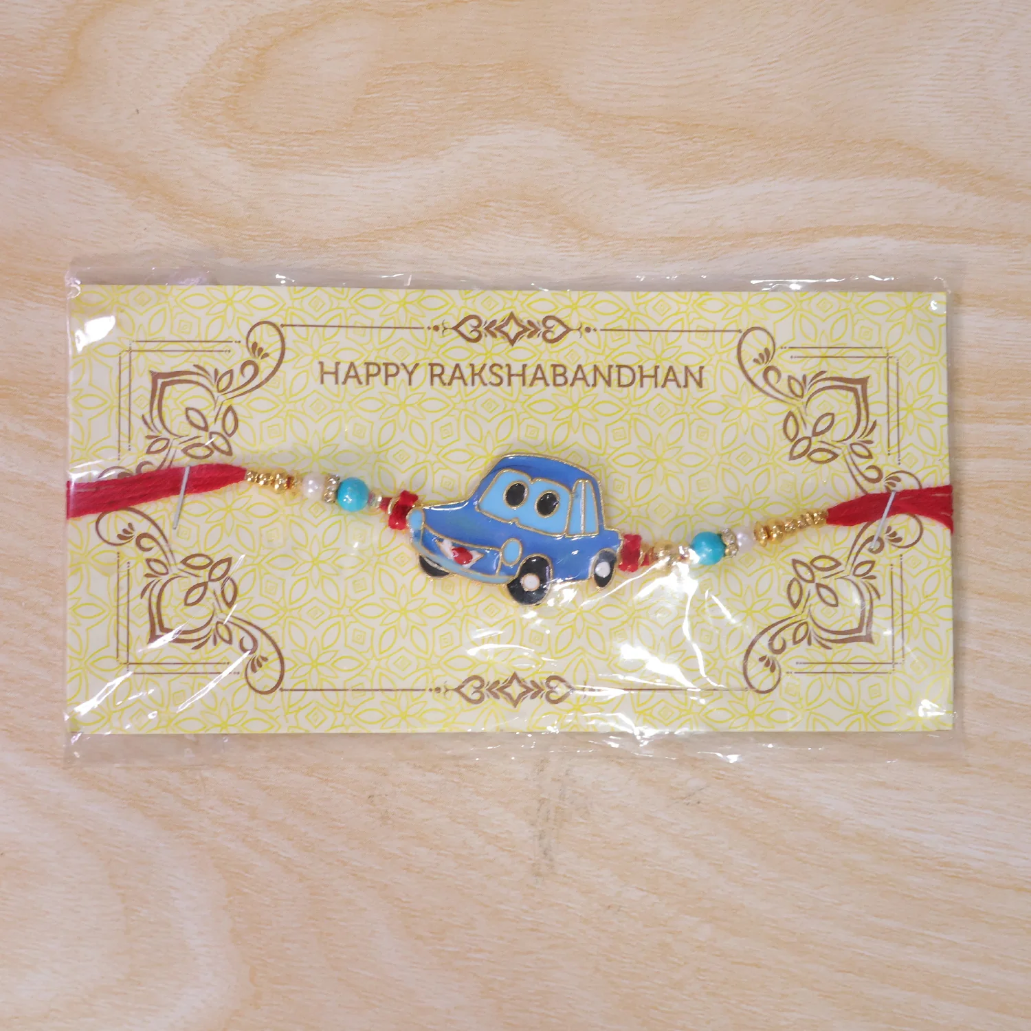 Kids Car Rakhi, Playful Design with Red Thread for Brothers - Image 6