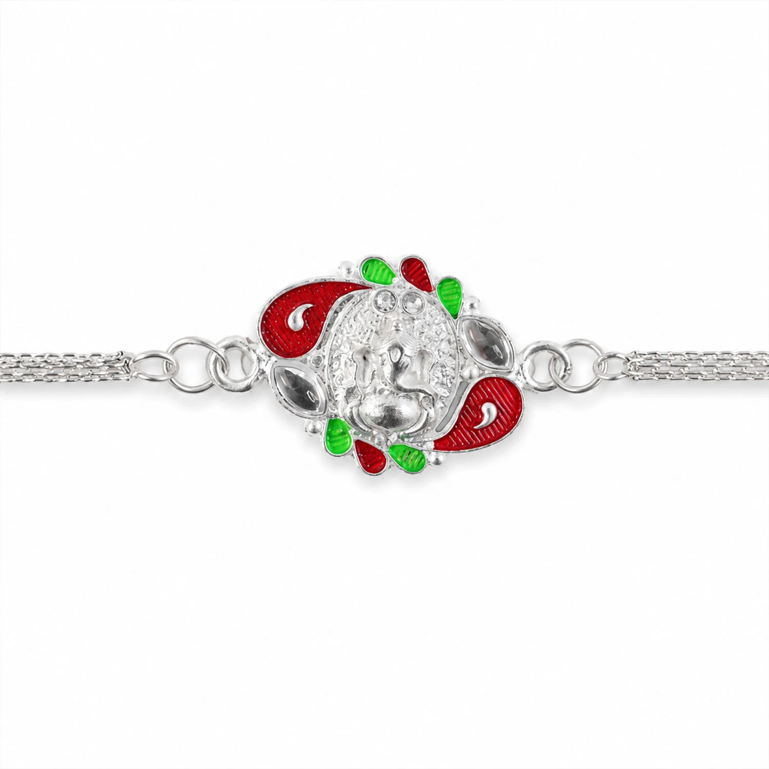 Ganesha Rakhi Elegant Silver Finish for Brothers on Raksha Bandhan - Image 5