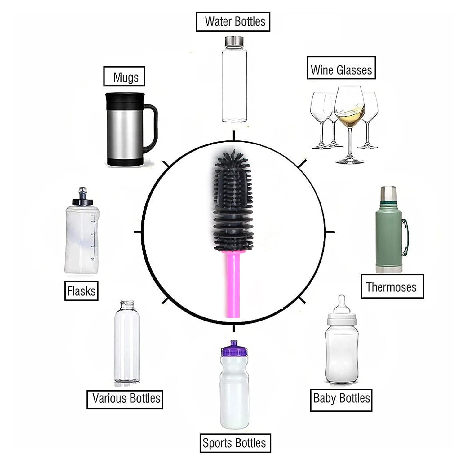 Bottle Cleaning Brush – Long Handle Silicone for Narrow Neck | Velvet Wipe - Image 3