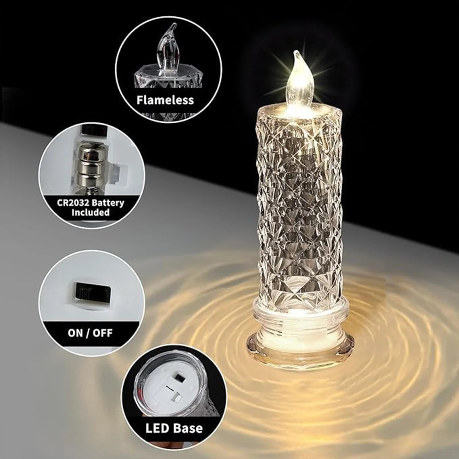 Crystal LED Candle – Shimmering Diwali Decor & Gift | Styleva - Image 3