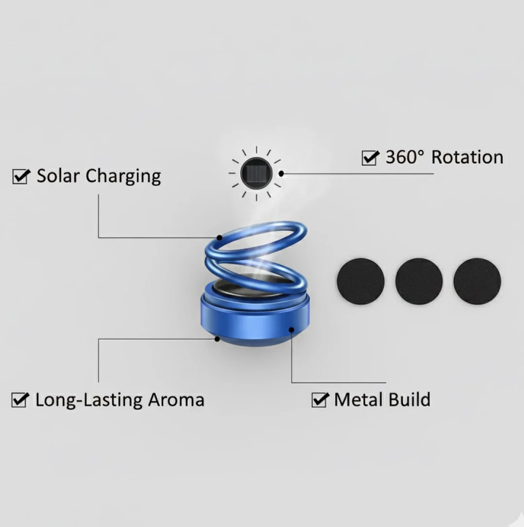 Solar Car Aroma Diffuser – 360° Rotating Fragrance | Velvet Wheels - Image 3