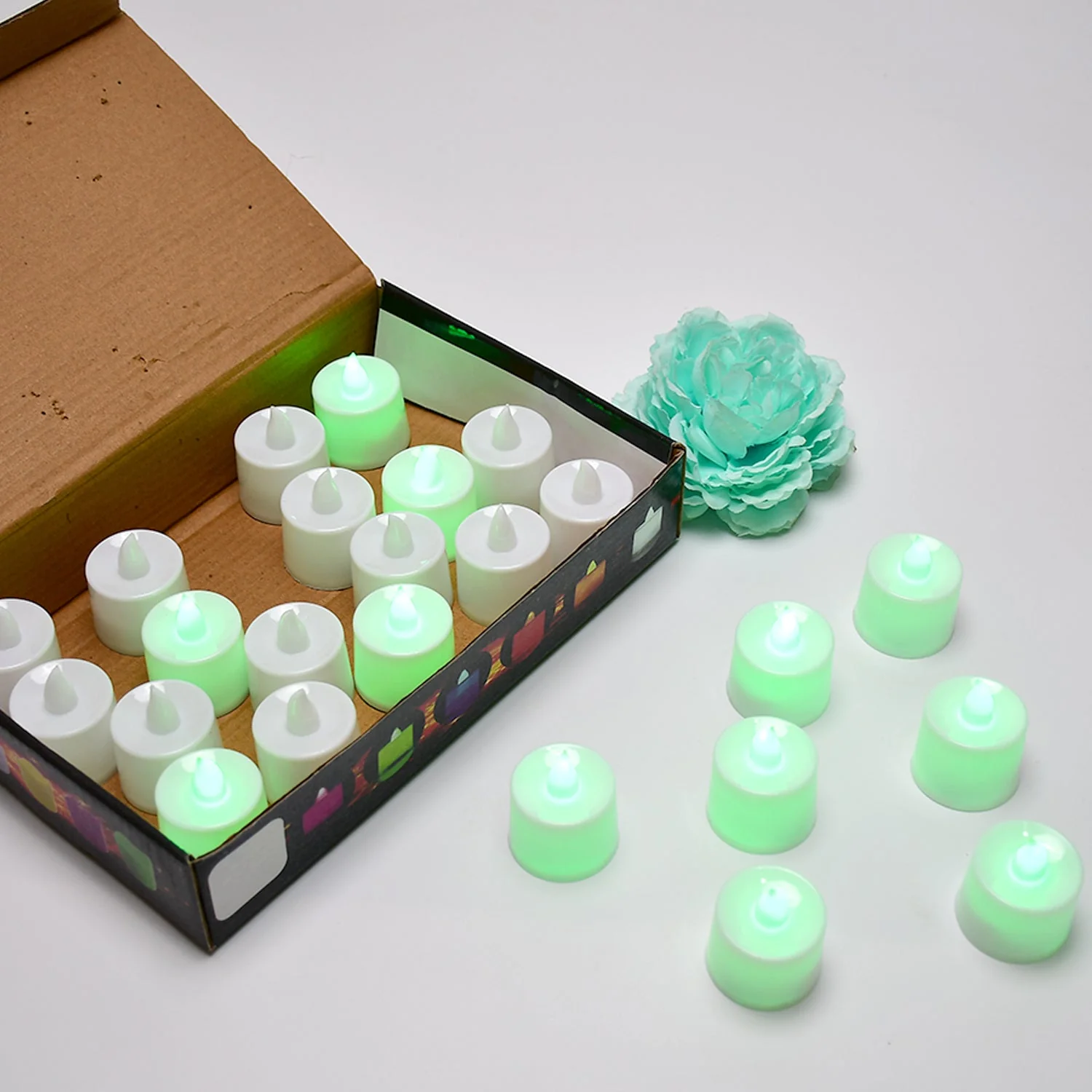 Green Flameless LED Tealights – Smokeless, Decorative | Styleva (Pack of 24) - Image 4