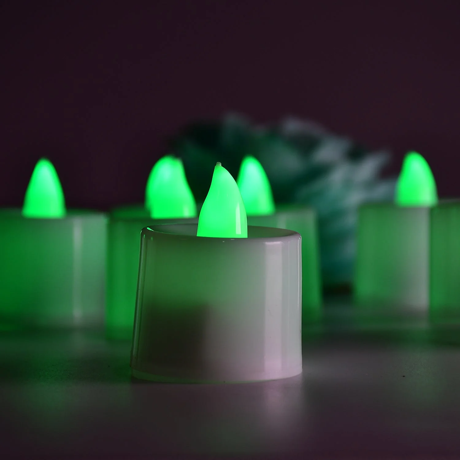 Green Flameless LED Tealights – Smokeless, Decorative | Styleva (Pack of 24) - Image 5