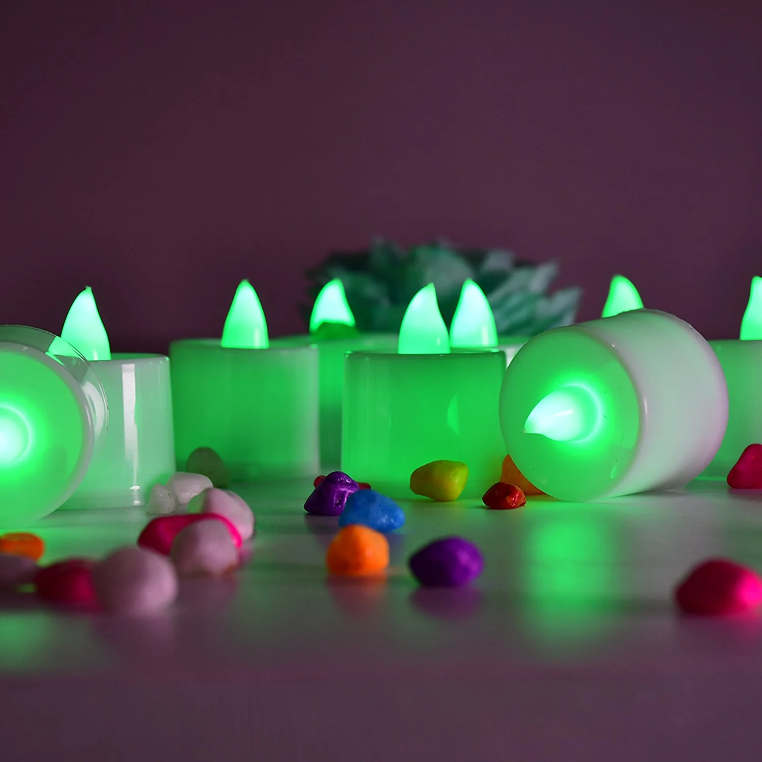 Green Flameless LED Tealights – Smokeless, Decorative | Styleva (Pack of 24) - Image 6