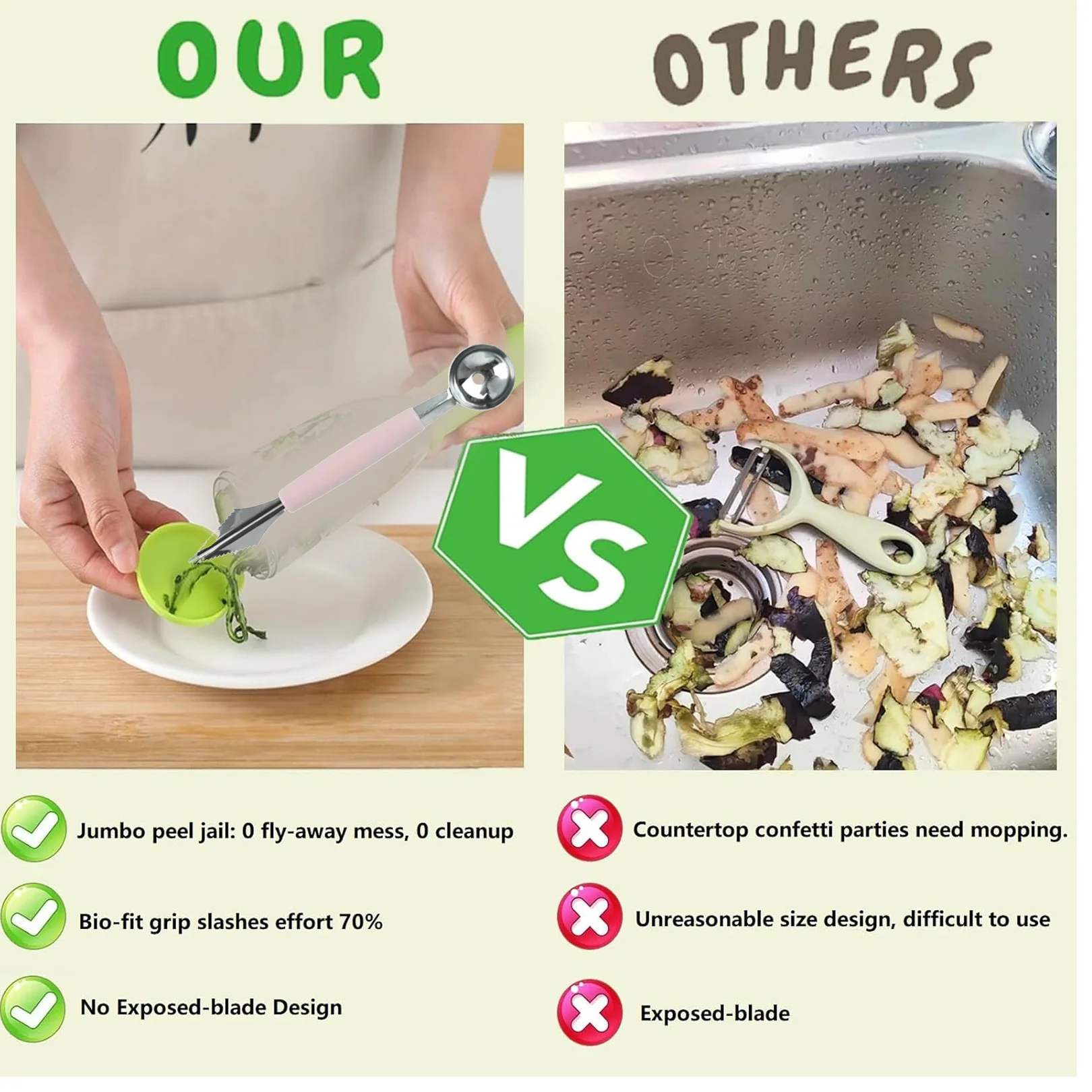 Fruit Carving Tool Kit – Stainless Steel Peeler & Scooper | Quickslice - Image 3