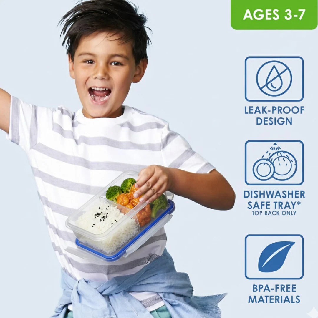 Airtight Lunch Box – 4-Side Lock, BPA-Free | Lunchie Bunchie - Image 3