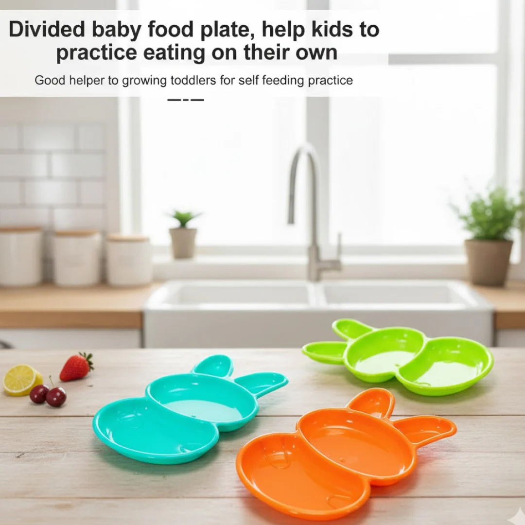 Kids' Rabbit Dish Set – Unbreakable Multicolor 6-Piece | TinyTrendy - Image 3