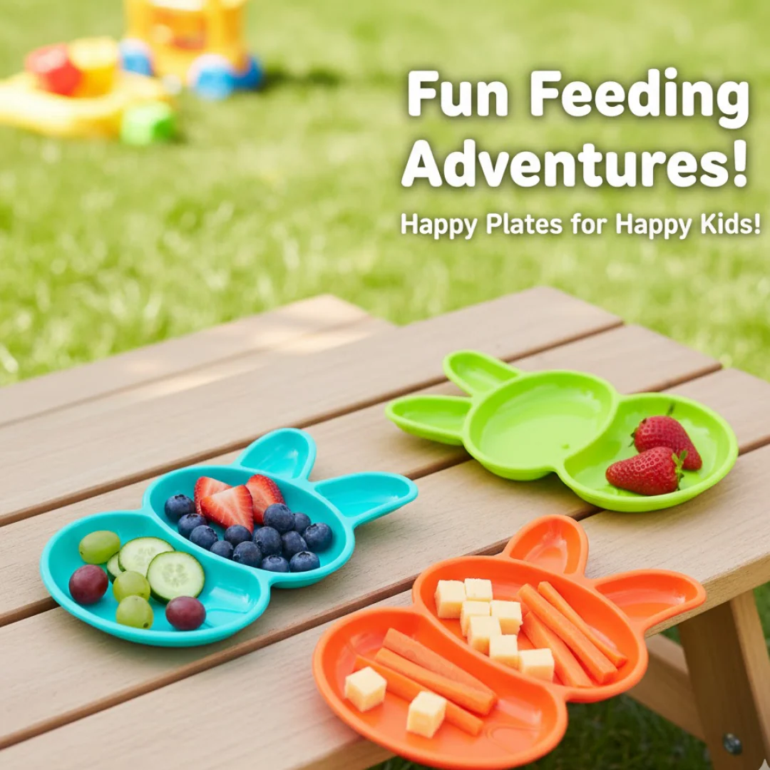 Kids' Rabbit Dish Set – Unbreakable Multicolor 6-Piece | TinyTrendy - Image 4