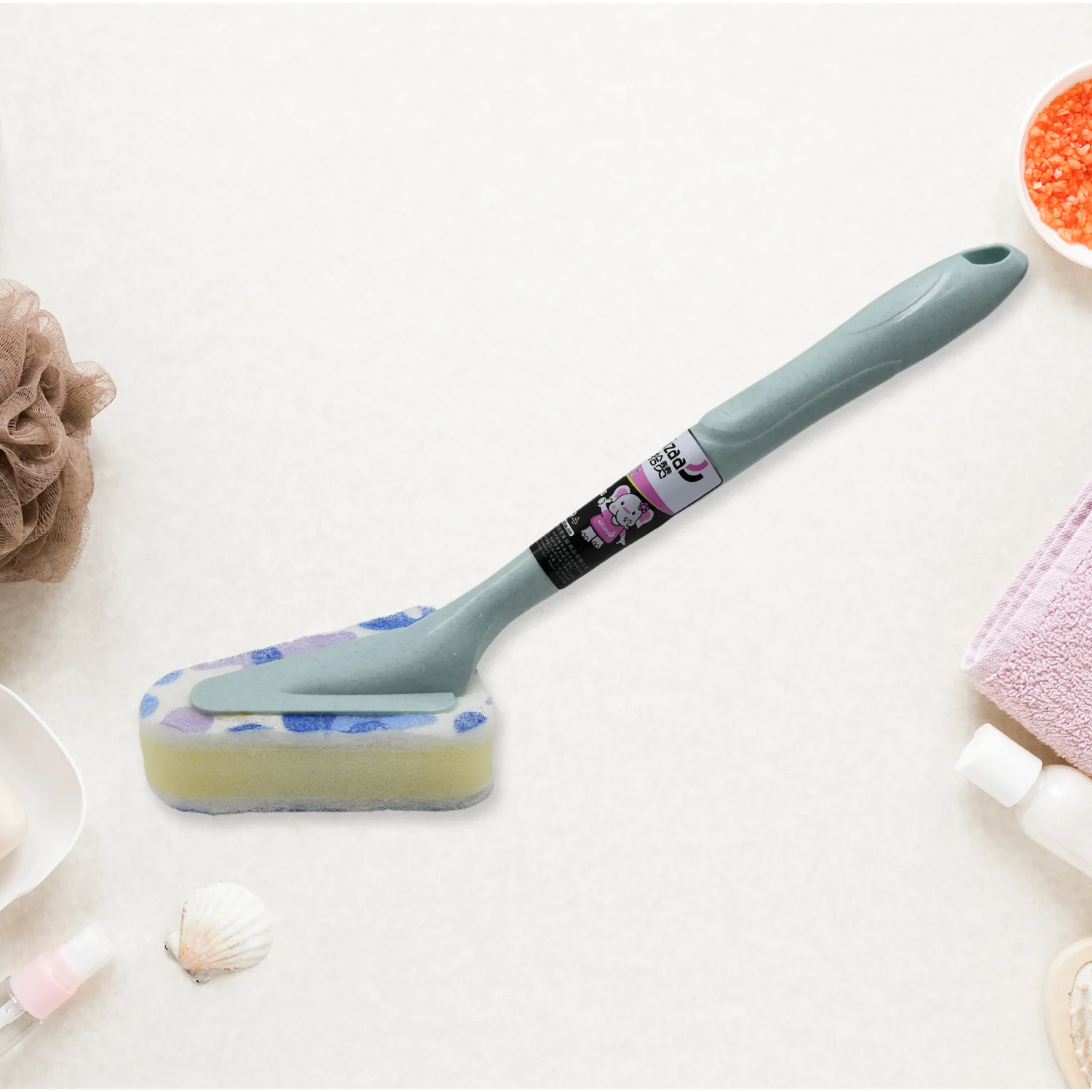 Triangular Sponge Brush – Long Handle Kitchen & Bathroom Cleaner | Velvet Wipe - Image 5