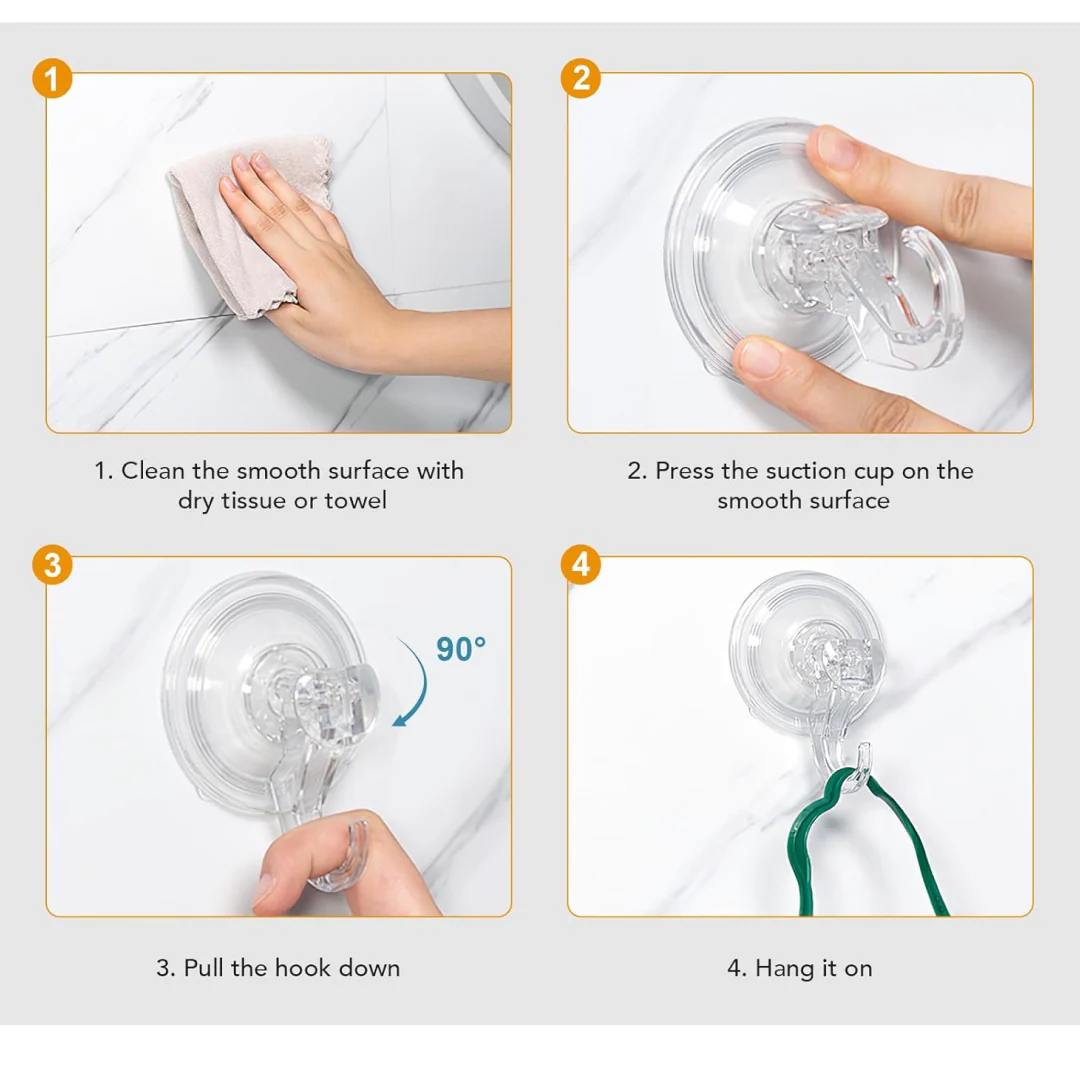 Transparent Suction Hooks – Strong Hold, Drill-Free Storage | GlimmerHome - Image 6