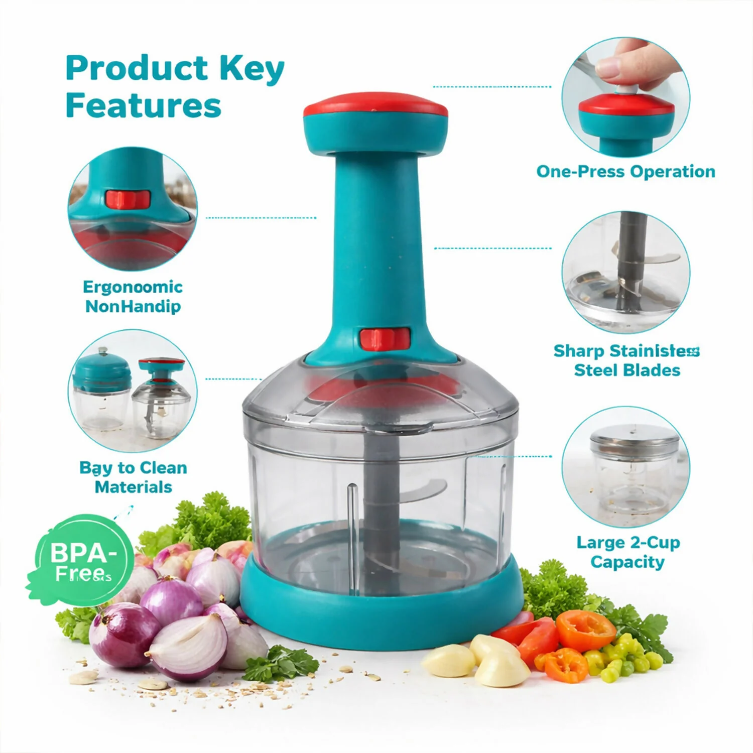 Manual Push Chopper – Effortless Food Preparation in Seconds - Image 3