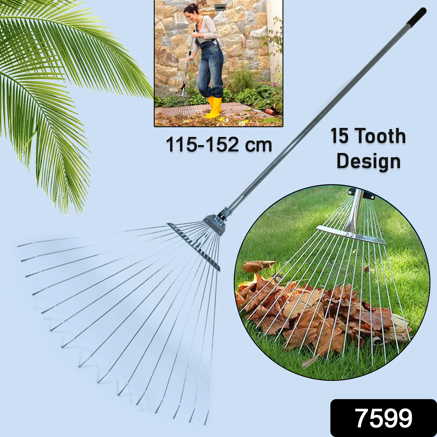 Adjustable Garden Rake – Telescopic Steel for Lawn Cleanup | Indo Glow - Image 2