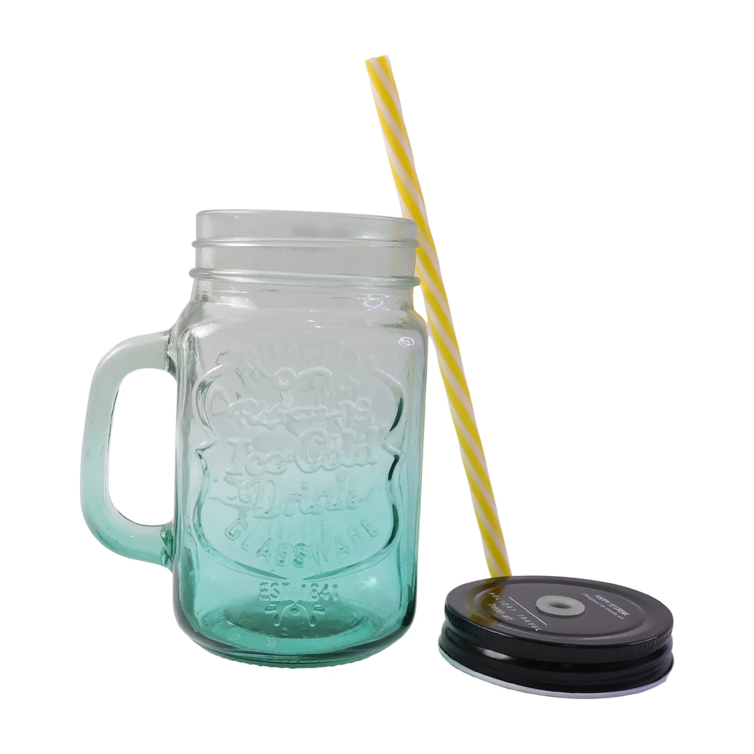 Mason Jar with Handle – Glass Drinking Cup & BPA-Free Straw | Indo Glow - Image 4