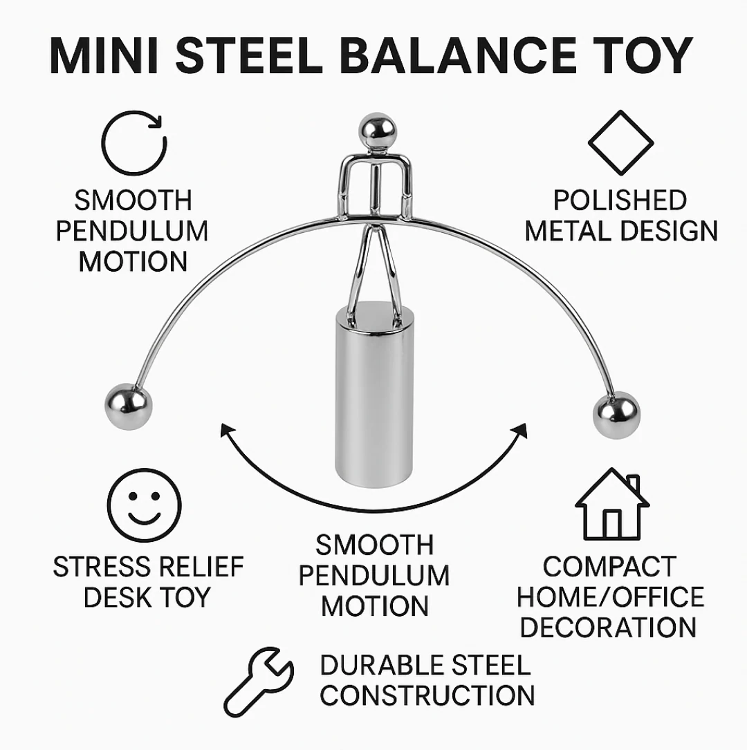 Newton Cradle Desk Toy – Steel Perpetual Motion | Spark Tots - Image 4
