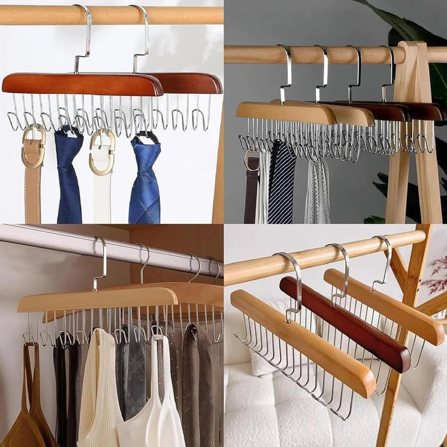 Space Saving Hanger – 8-Hook Lotus Wood Closet Organizer | Organivo - Image 4