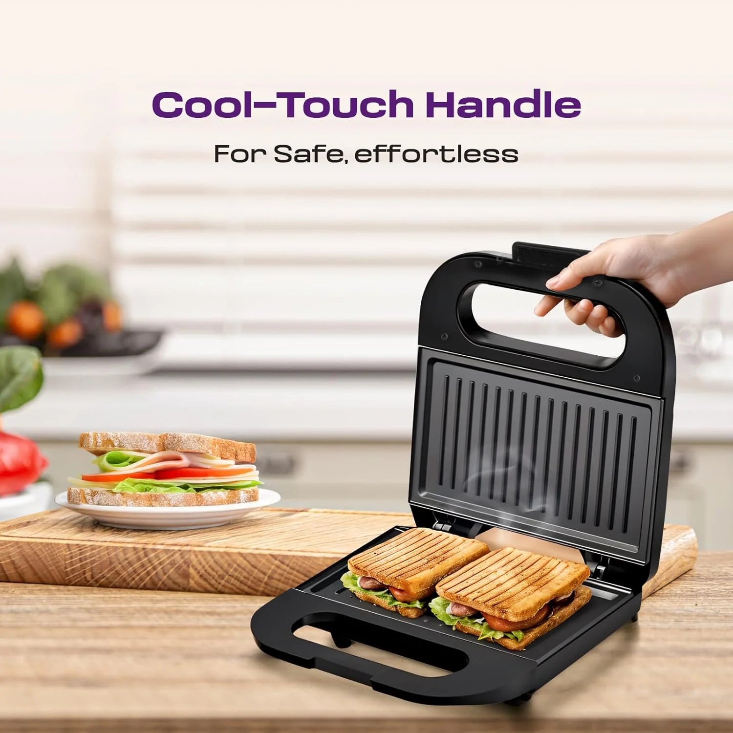 Sandwich Toaster – 800W Fast Toasting with Non-Stick Plates - Image 3