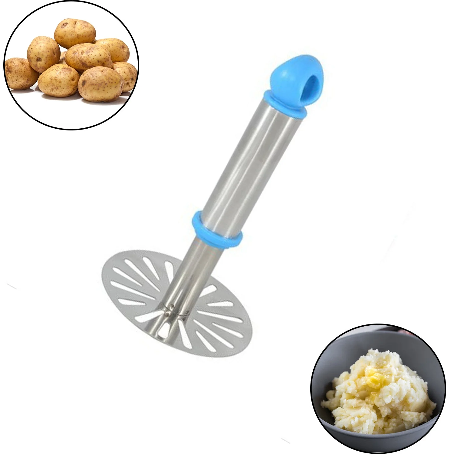 Potato Masher – Stainless Steel with Plastic Handle | Ganesh - Image 3