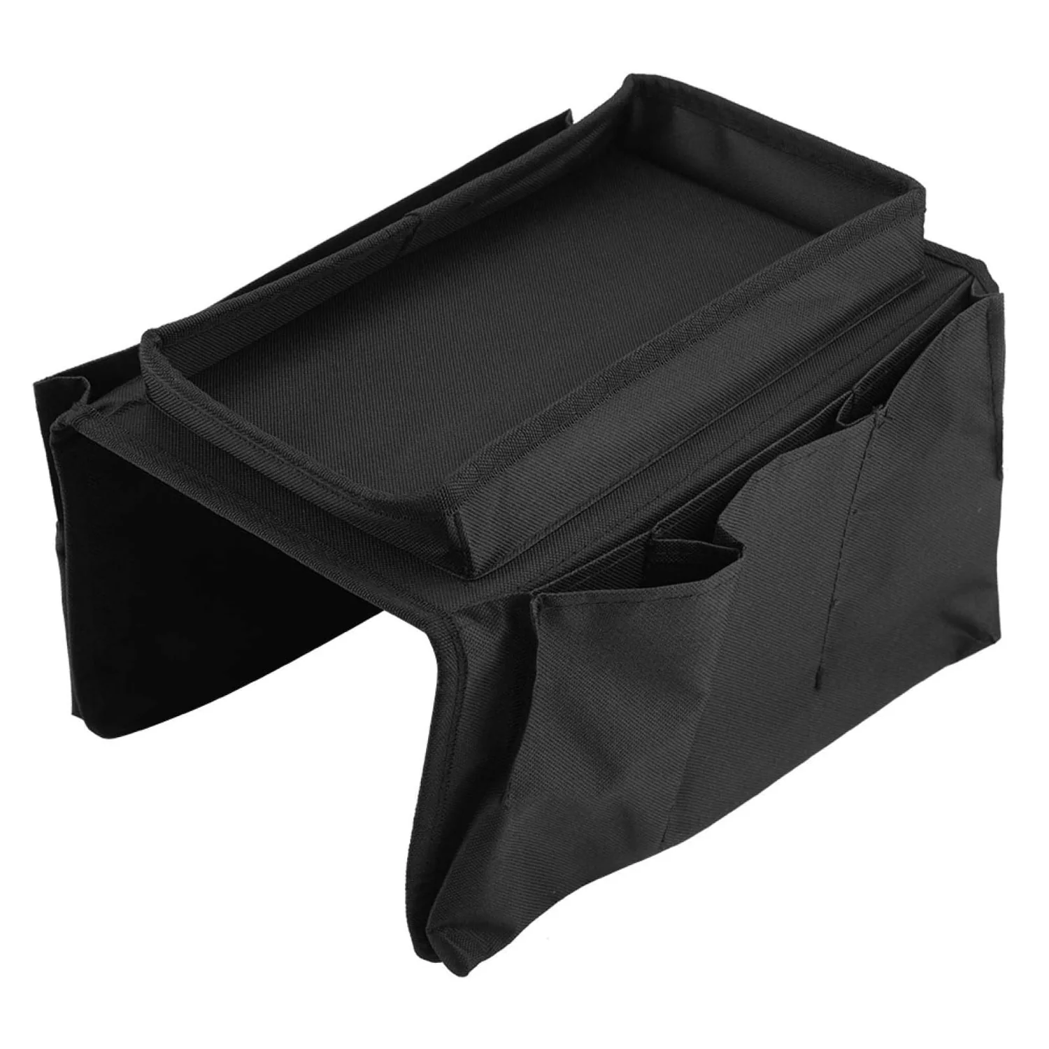 Sofa Armrest Organizer – Black Storage Caddy with Tray | Organivo - Image 4