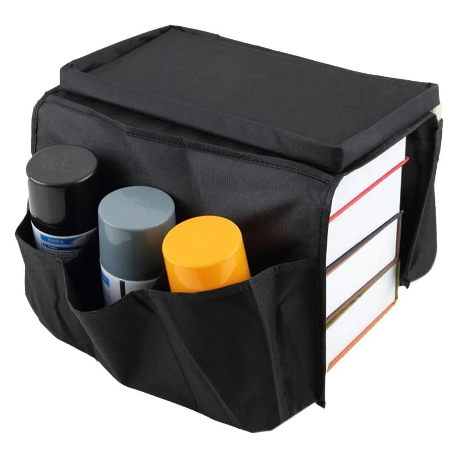 Sofa Armrest Organizer – Black Storage Caddy with Tray | Organivo - Image 5