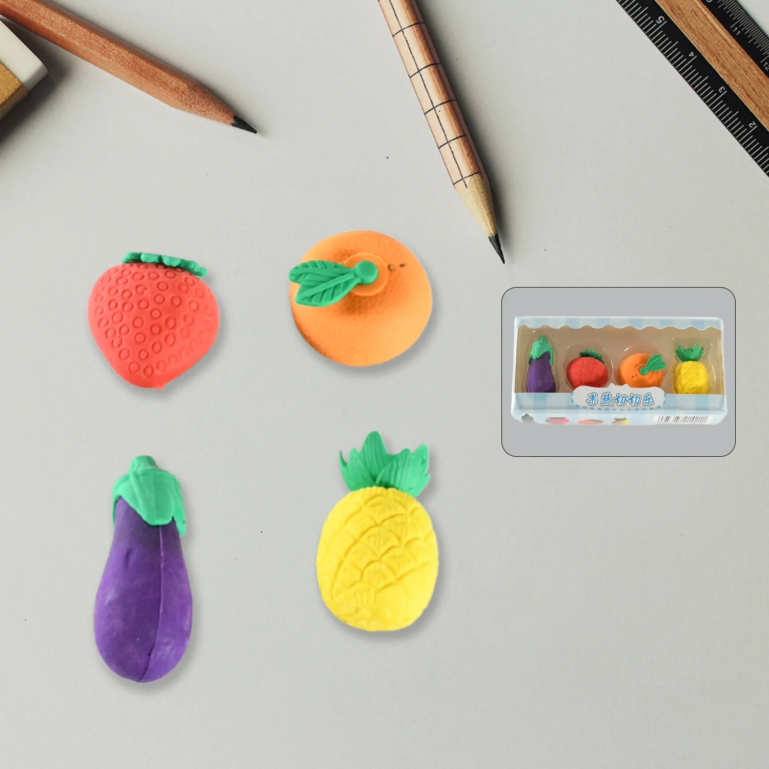 Fruit & Vegetable Erasers – Cute 3D Set for Kids | Writezo - Image 6