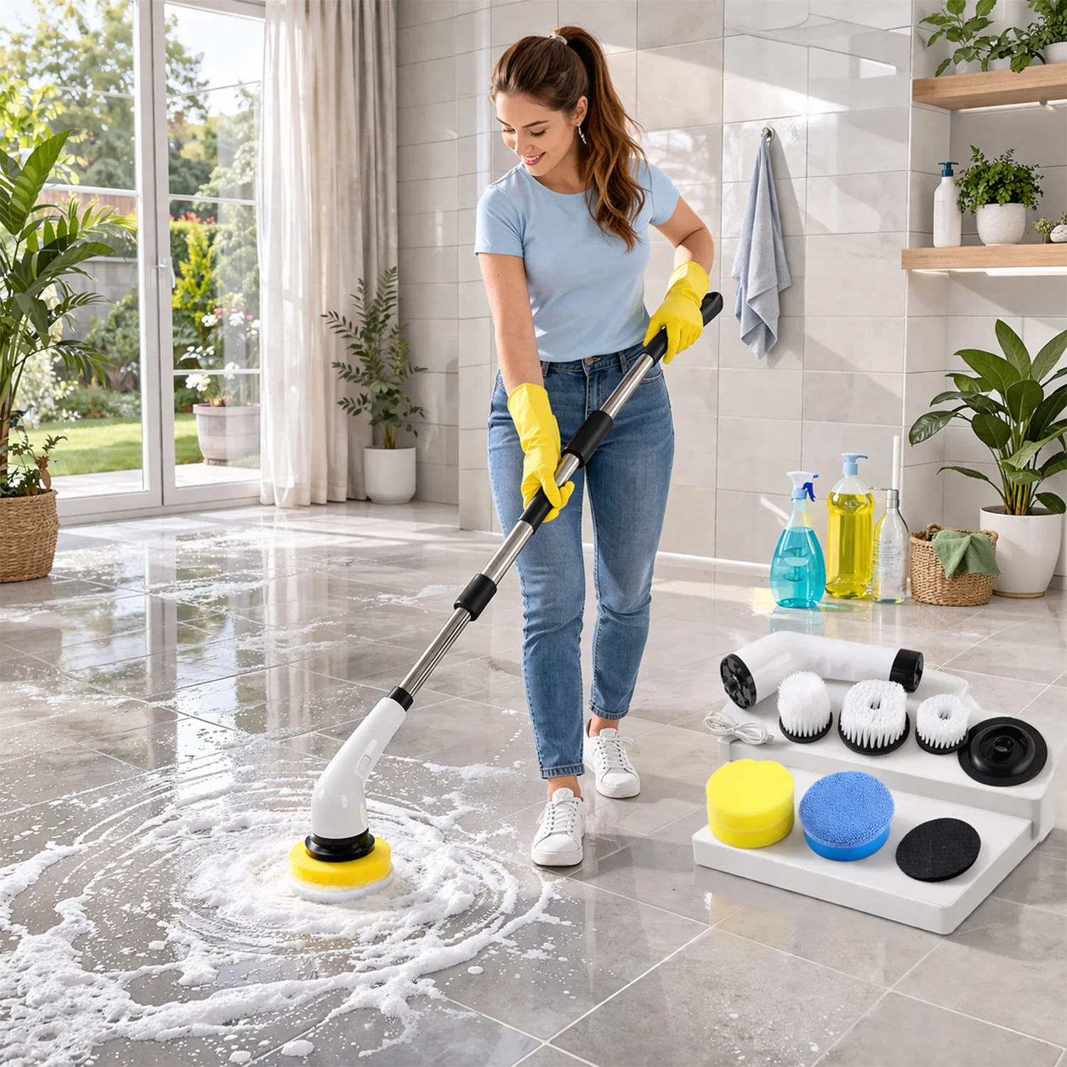 Electric Spin Scrubber – Cordless 9-in-1 Cleaner with Telescopic Handle - Image 5