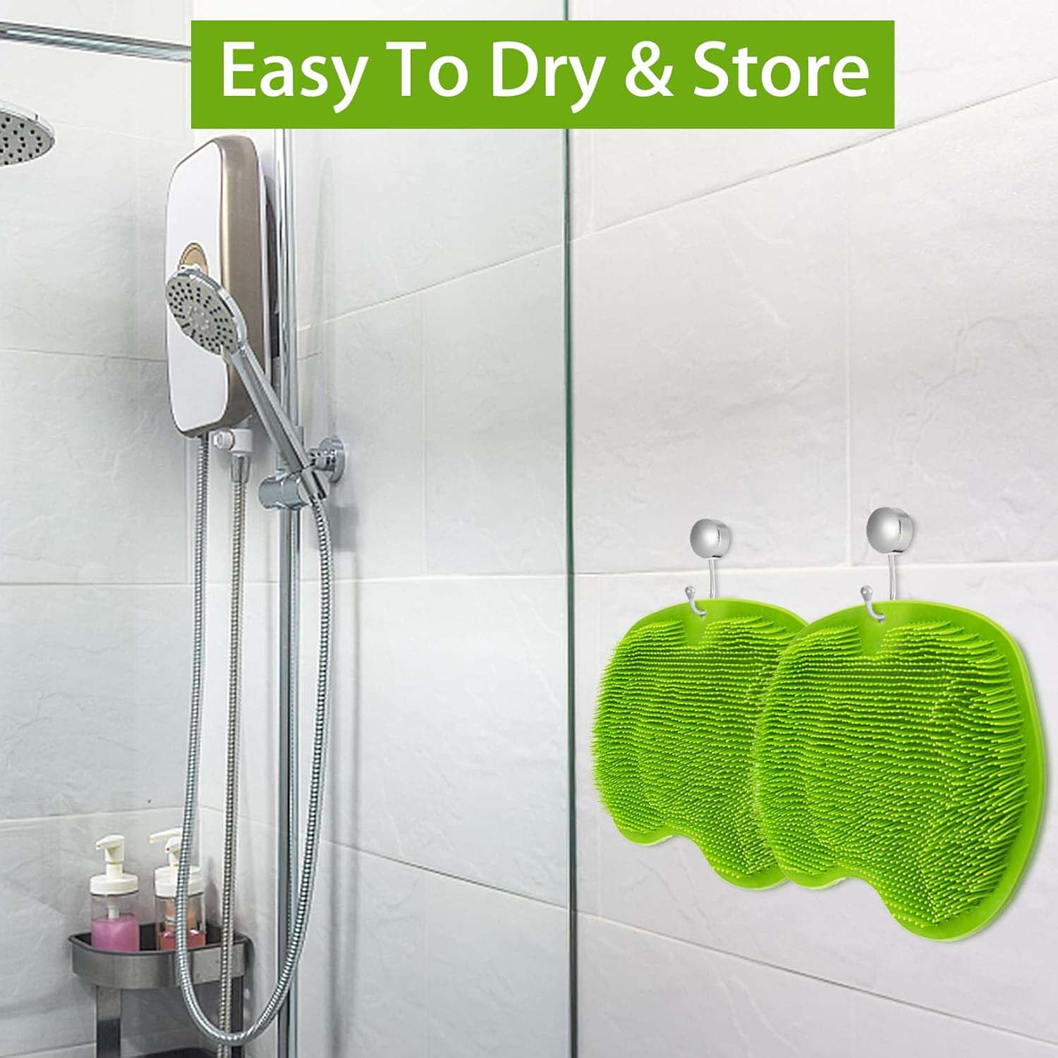 Green Silicone Bath Massage Cushion – Suction Cup Foot Scrubber - Image 4