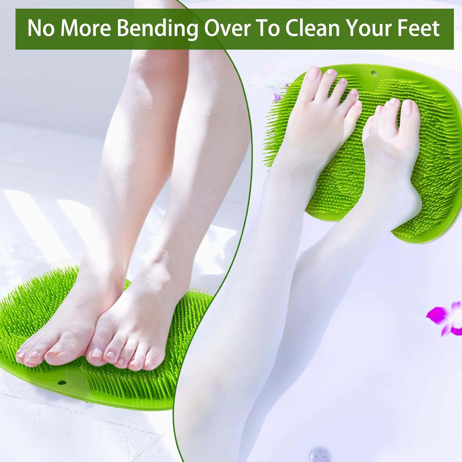 Green Silicone Bath Massage Cushion – Suction Cup Foot Scrubber - Image 7
