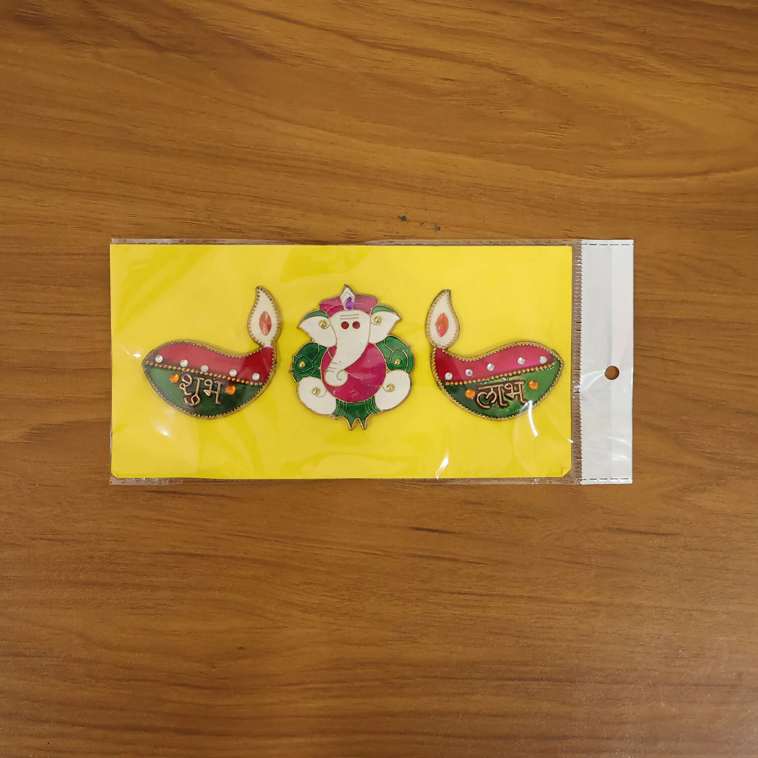 Ganesh Shubh Labh Door Hanging – Acrylic Meenakari Set of 3 - Image 6