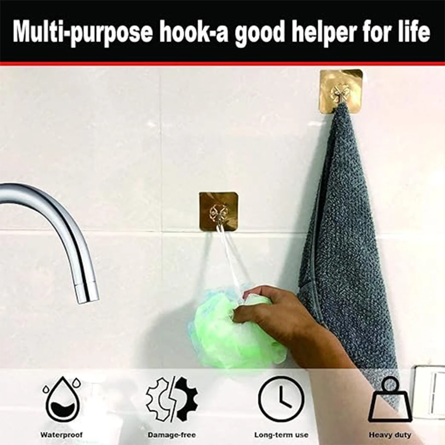Adhesive Heavy-Duty Hook – Transparent & Strong Hold 6x6 cm - Image 8