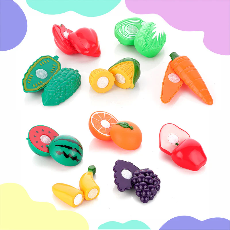 Kids Fruit & Vegetable Cutting Toy Set – Safe Velcro Play Food Basket - Image 2