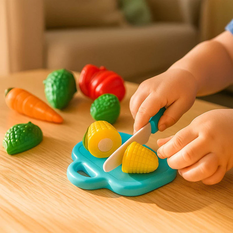 Vegetable Cutting Play Set – Mini Kids Cooking Toy with Velcro Knife - Image 2