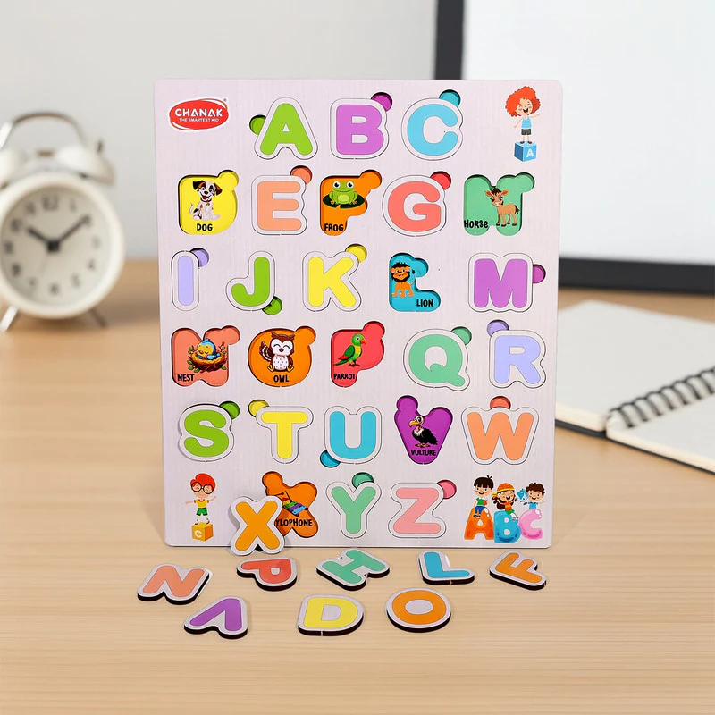 Wooden Alphabet Puzzle Board – Colorful A–Z Learning Toy for Kids