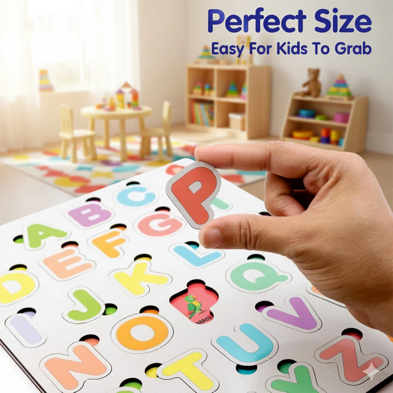 Wooden Alphabet Puzzle Board – Colorful A–Z Learning Toy for Kids - Image 3