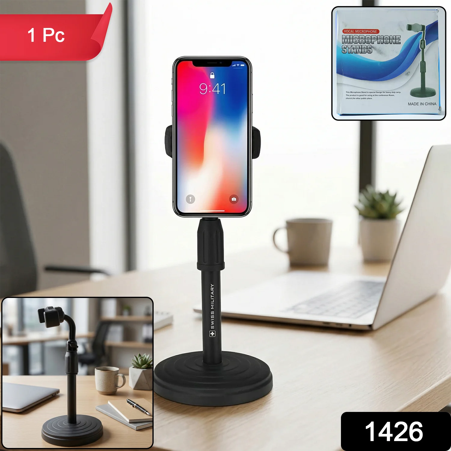 Adjustable 360° Rotating Phone Holder – Stable, Universal Fit for Desk - Image 2