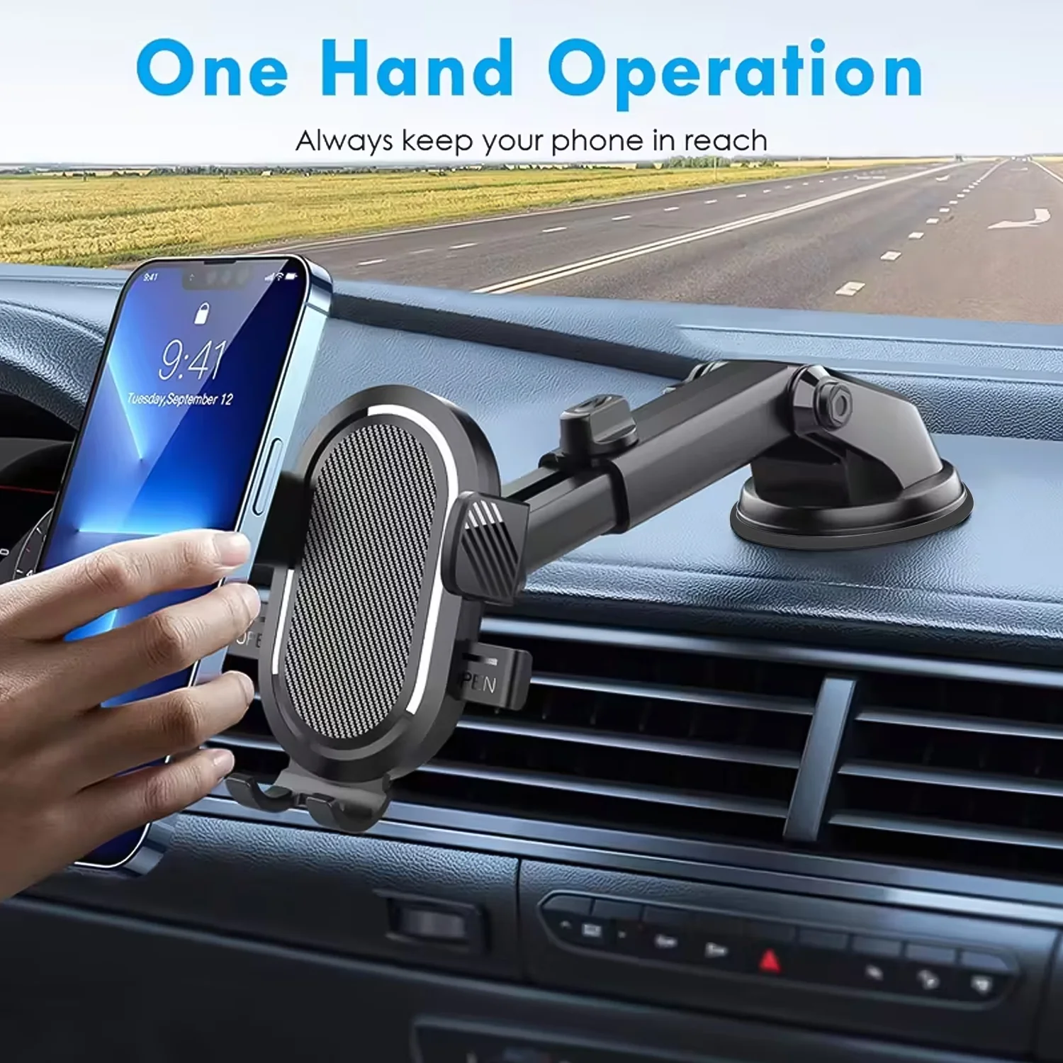 Car Mobile Holder – Adjustable 360° Suction Mount with One-Touch Lock - Image 6