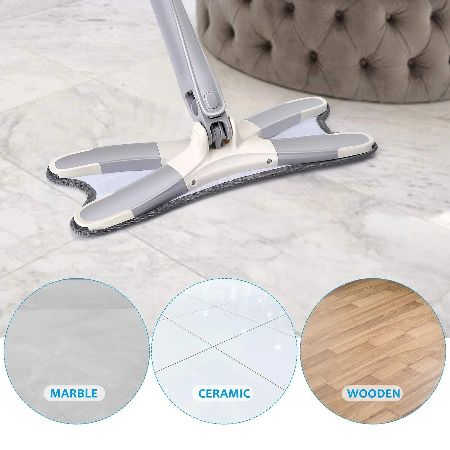 Flat Mop – 360° Rotating Head, Easy Squeeze | Velvet Wipe - Image 8